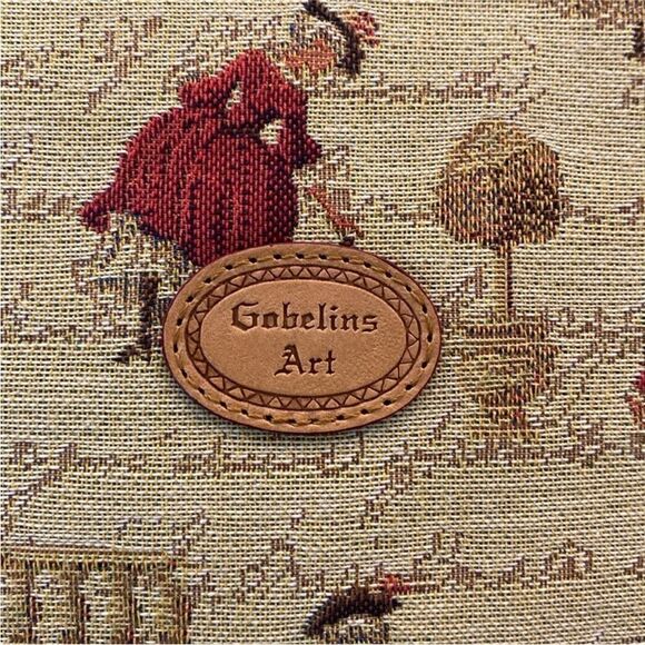Gobelins Art Chic Designer Tote Bag - Red and Tan - Picture 3 of 15